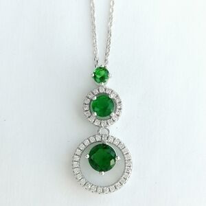 Lab Created Emerald CZ Sterling Silver Pendant Necklace
